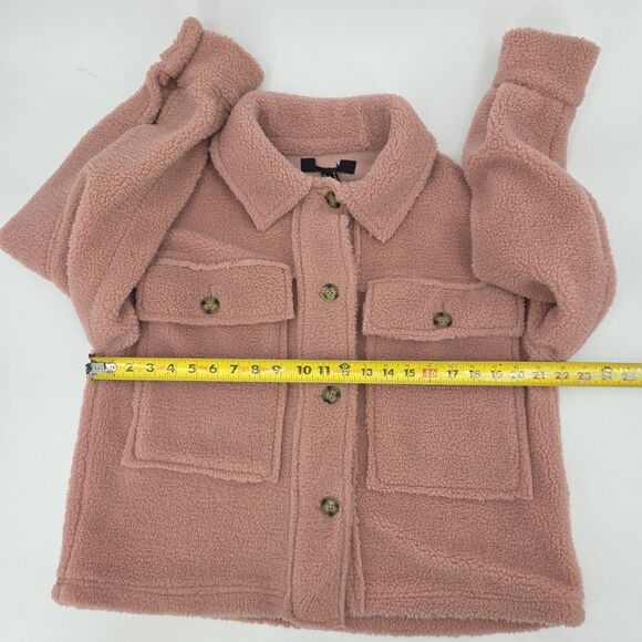 Forever 21 Teddy Jacket Shacket Womens Small Mauve Pink Distressed Plush Fall - Picture 6 of 7